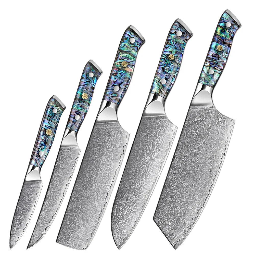 1-5 Piece Japanese Damascus Steel Knife Set K-XT3