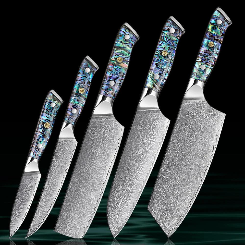 1-5 Piece Japanese Damascus Steel Knife Set K-XT3