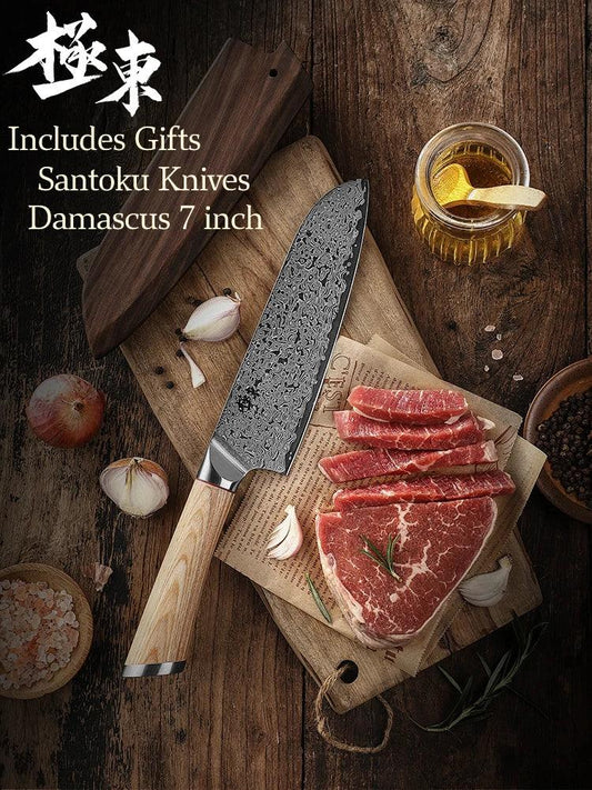 7 Inch Damascus Steel Santoku Knife DS4