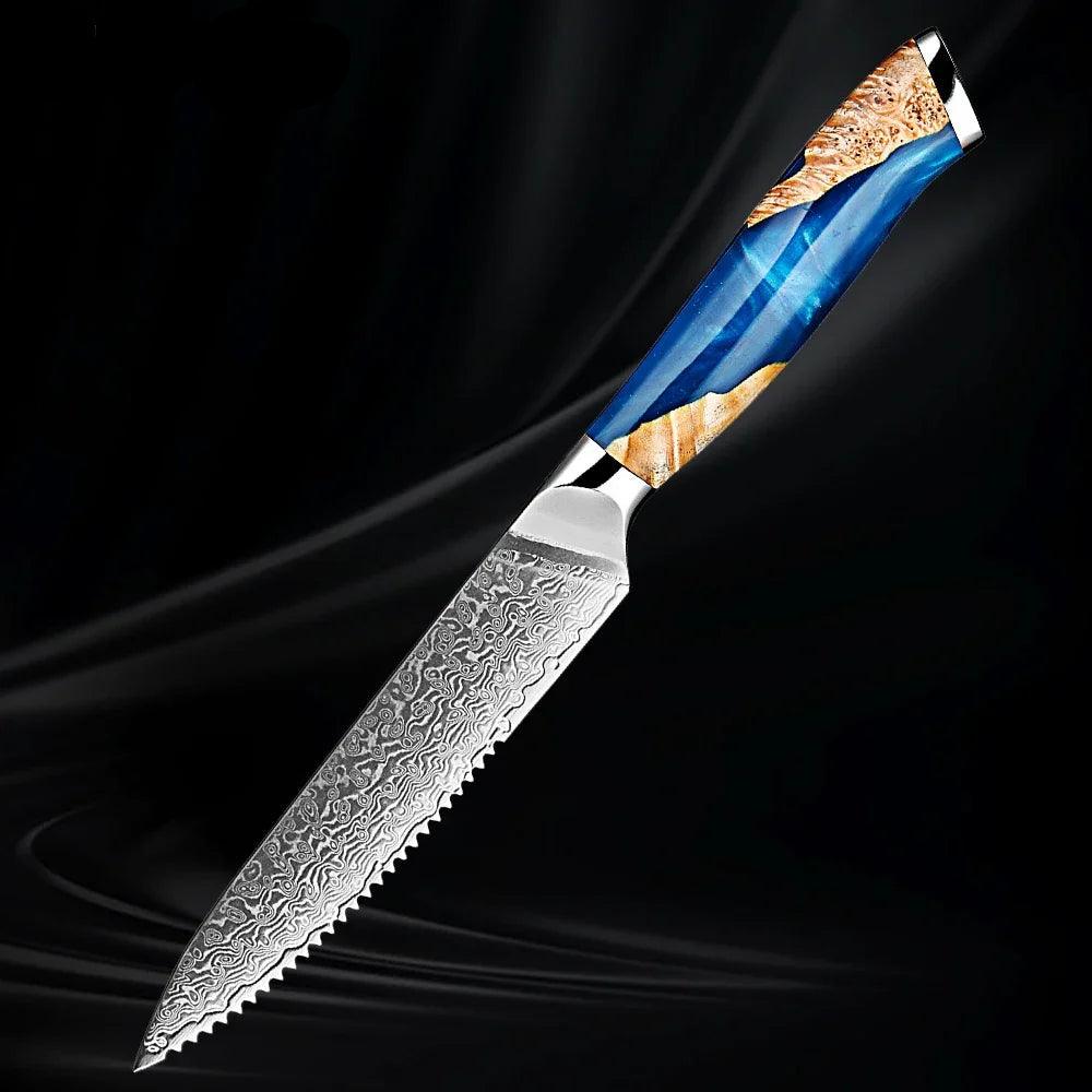 1-6 Damascus Steel Japanese Knife Set K-XT5
