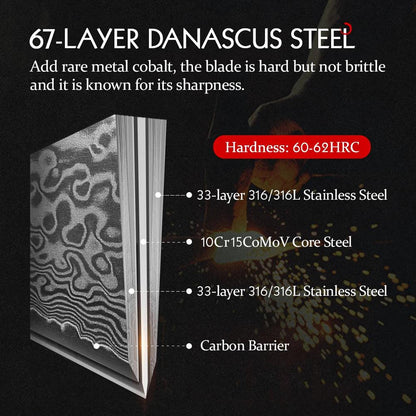 3 Piece Damascus Steel Knife Set K-HZ1