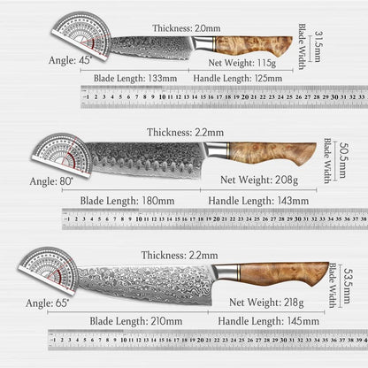 3 Piece Damascus Steel Knife Set K-HZ1