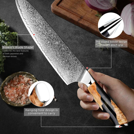 1-7 Piece Damascus Steel Knife Set K-XT4