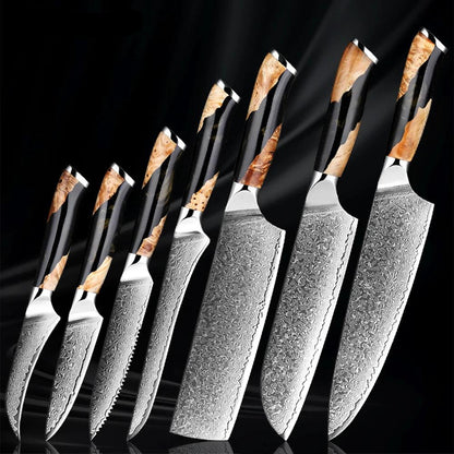 1-7 Piece Damascus Steel Knife Set K-XT4