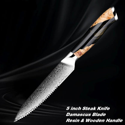 1-7 Piece Damascus Steel Knife Set K-XT4