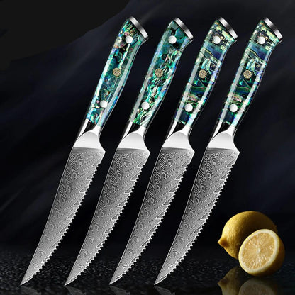 1-6 Piece Damascus Steel Steak Knife Set K-XT2